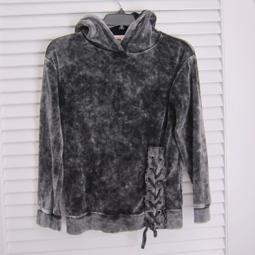 Vintage Havana Velour Hoodie Corset Tie GIRLS KIDS